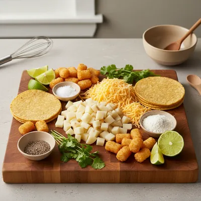 Cheesy Potato Burritos with Crispy Tater Tots - ingredients preparation