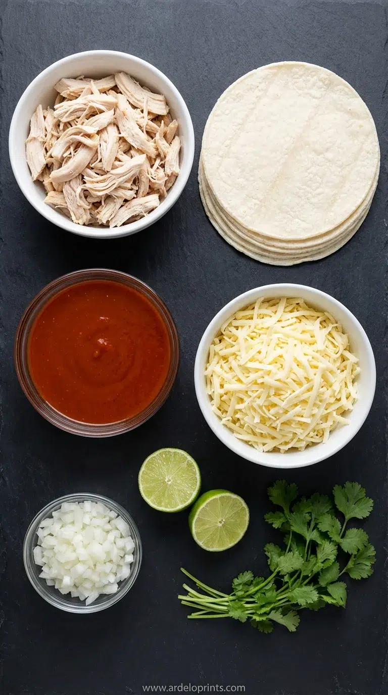Cheesy Chicken Chile Enchiladas Recipe - ingredients preparation