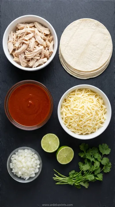 Cheesy Chicken Chile Enchiladas Recipe - ingredients preparation
