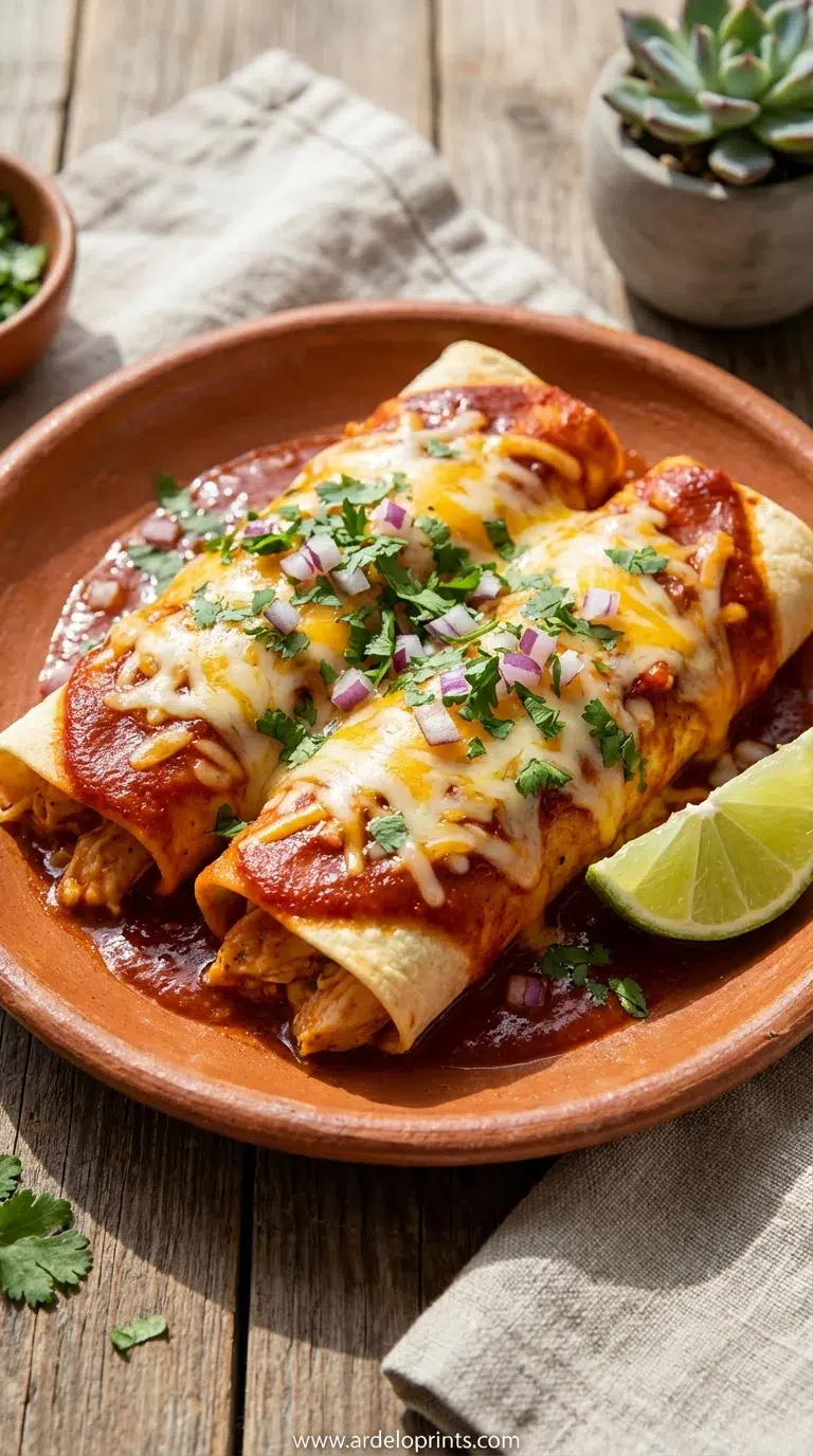 Cheesy Chicken Chile Enchiladas Recipe - final presentation