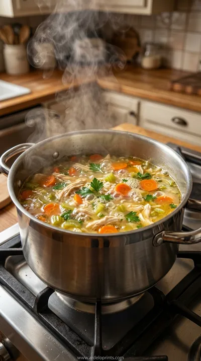 Easy Chicken and Rice Soup Recipe - cooking process