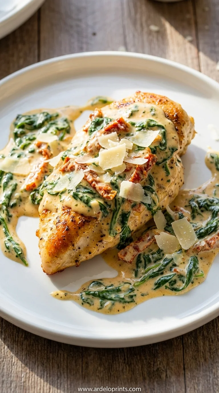 Creamy Chicken Breast in Spinach Parmesan Sauce - feature image