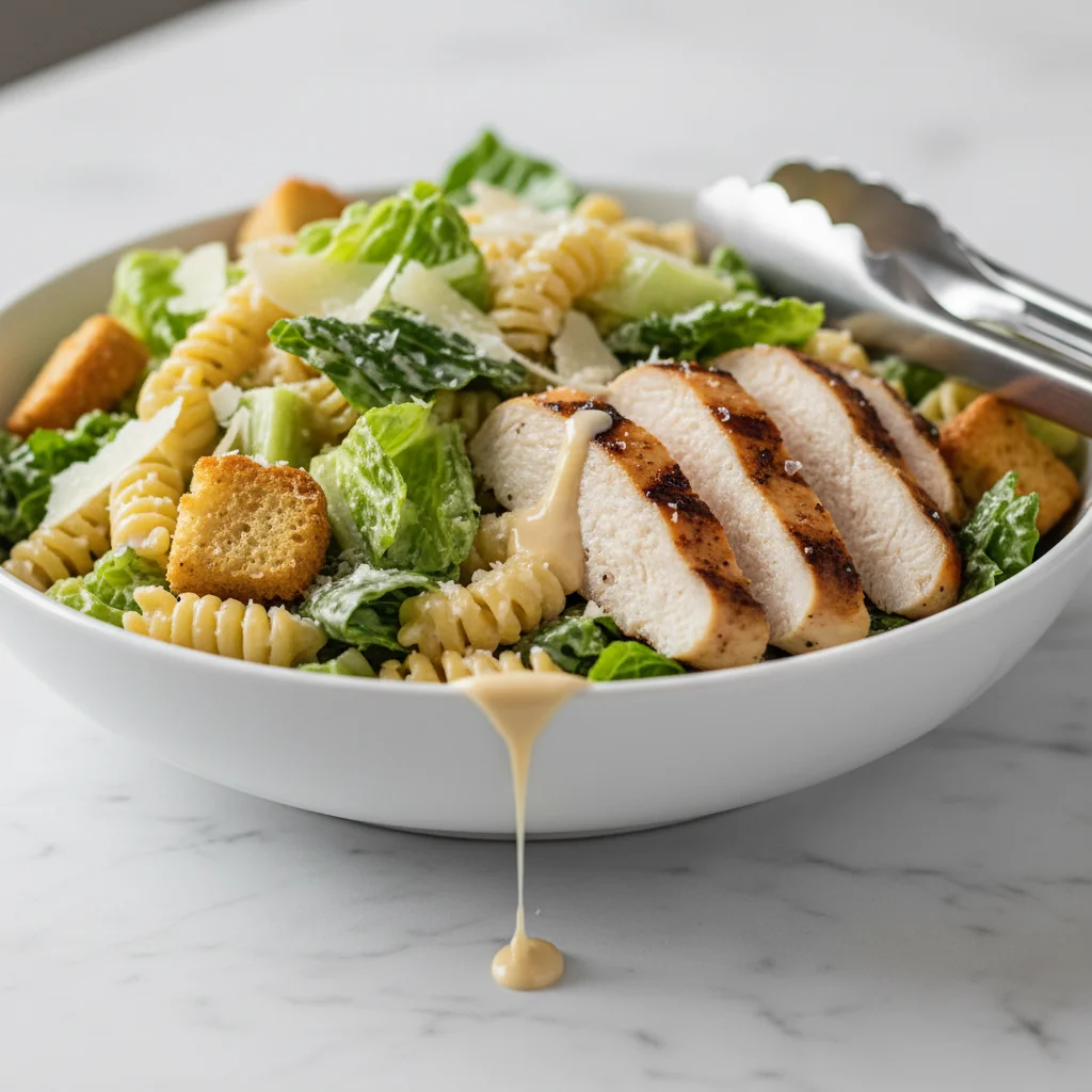 Chicken Caesar Pasta Salad Recipe - feature image