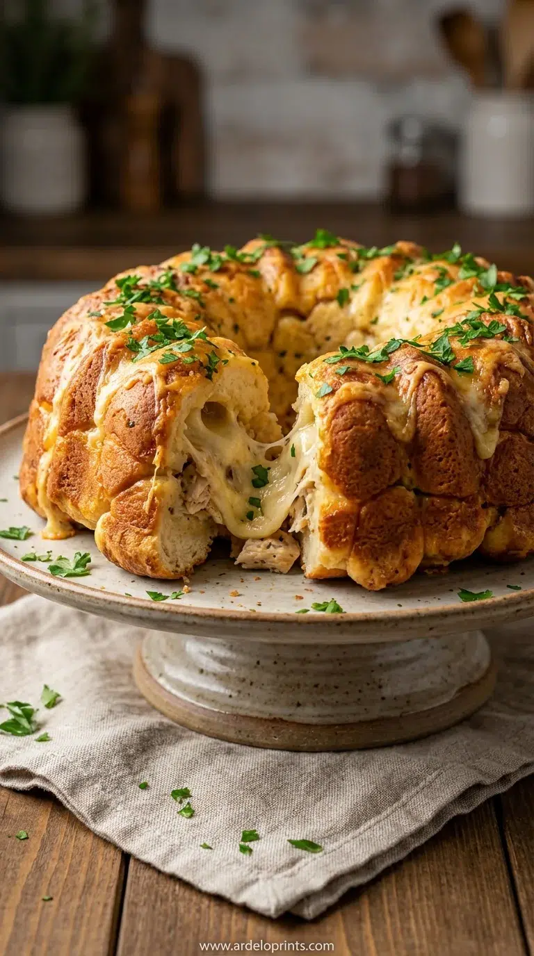 Cheesy Chicken Alfredo Monkey Bread Recipe - final presentation