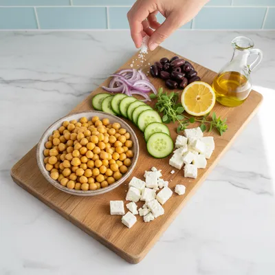Chickpea Cucumber Feta Salad – Protein‑Packed Greek Dish - cooking process
