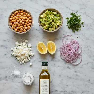 Chickpea Feta Avocado Salad - cooking process