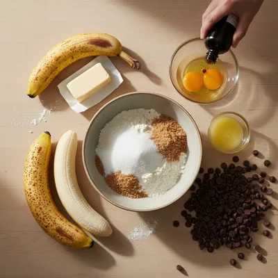 Chocolate Chip Banana Bread Recipe - ingredients preparation