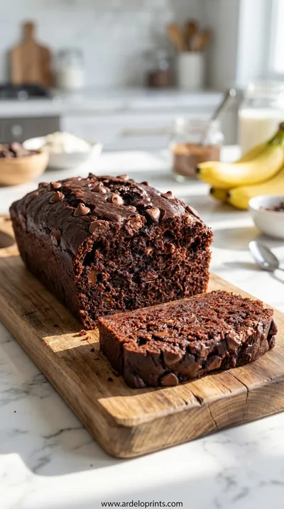 Chocolate Chocolate Chip Banana Bread Loaf Recipe