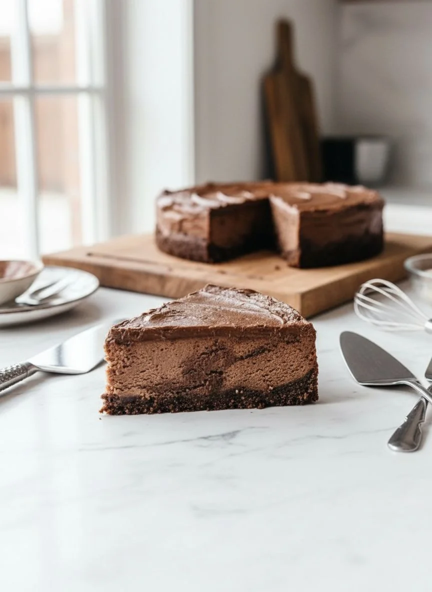 Chocolate Cottage Cheese Cheesecake - feature image