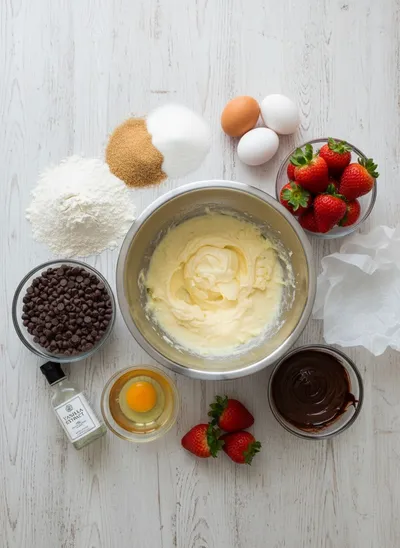 Chocolate Covered Strawberry Cookies - ingredients preparation