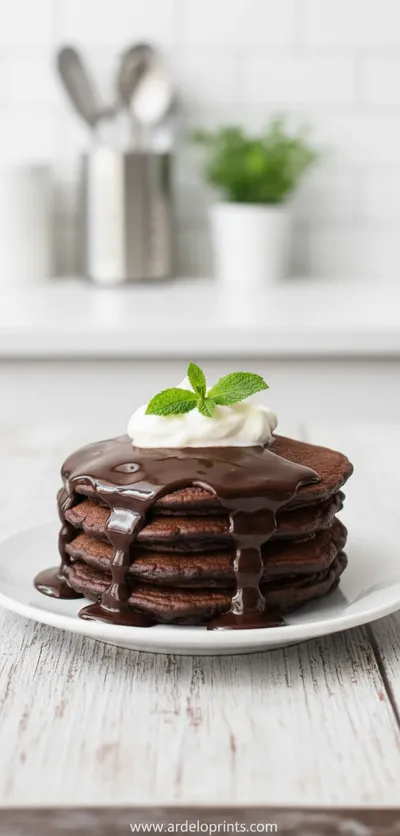 Chocolate Pancakes Breakfast Recipe - ready to serve