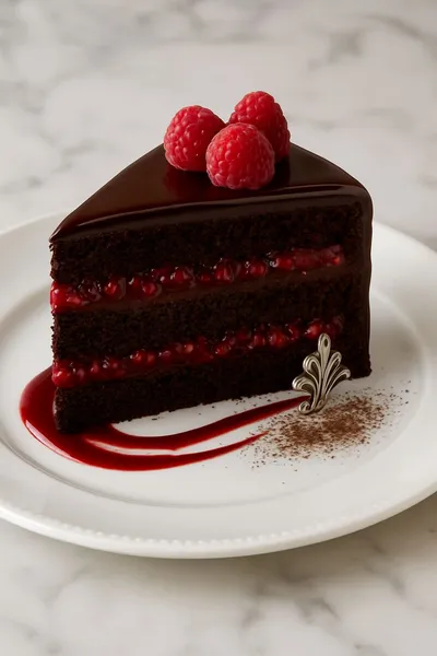 Chocolate Raspberry Truffle Cake - ready to serve