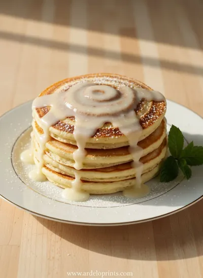 Cinnamon Roll Pancakes – Fluffy Breakfast Delight - ready to serve