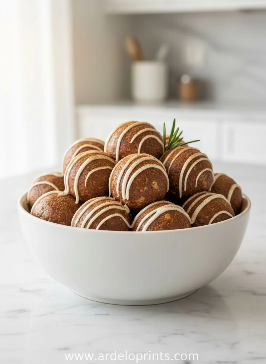 Cinnamon Roll Protein Balls - feature image