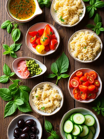 Classic Italian Pasta Salad - ingredients preparation