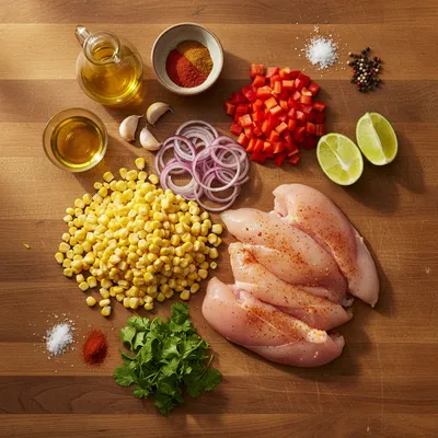 Easy Street Corn Chicken Bowl - ingredients preparation