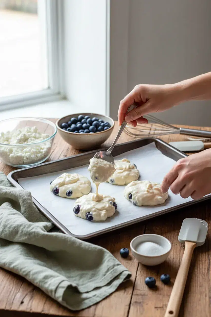Cottage Cheese Blueberry Cloud Bread - cooking process