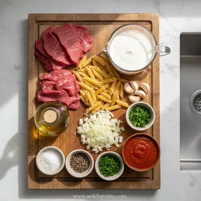 Creamy Beef Pasta – Cozy Night Dinner - cooking process