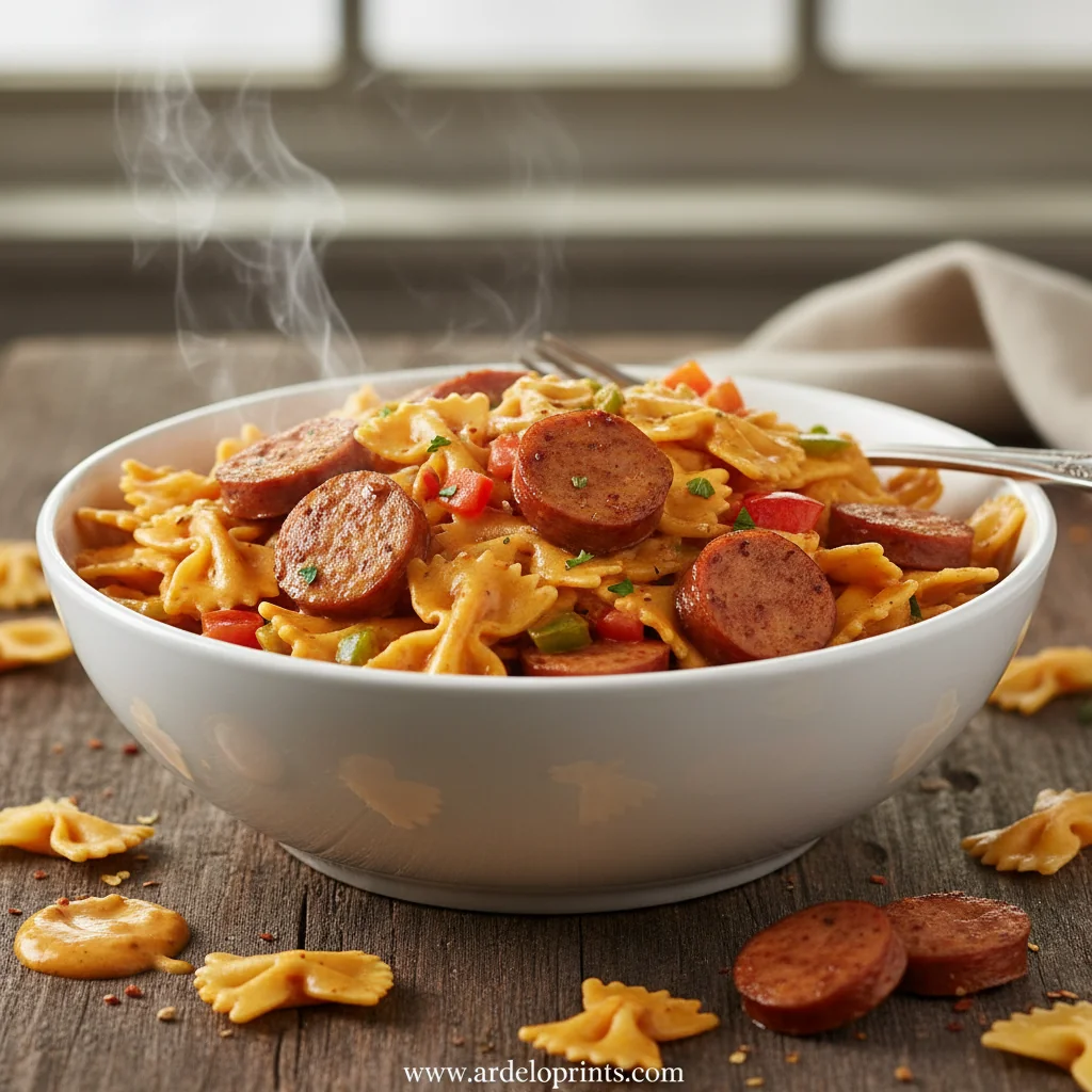 One Pot Creamy Cajun Turkey Sausage Pasta - feature image