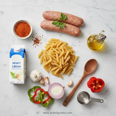 One Pot Creamy Cajun Turkey Sausage Pasta - cooking process