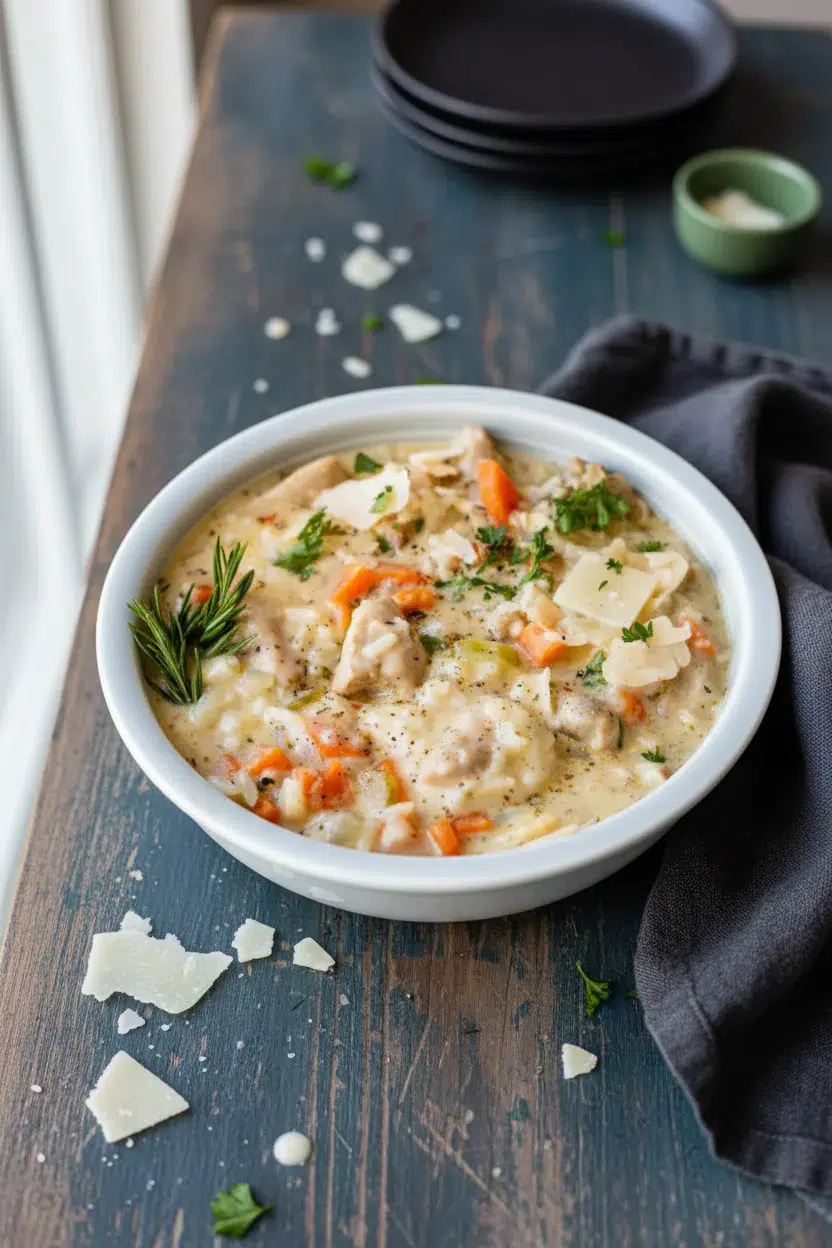 Creamy Chicken and Rice Soup Recipe - feature image