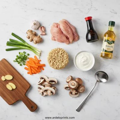 Creamy Garlic Chicken Ramen - cooking process