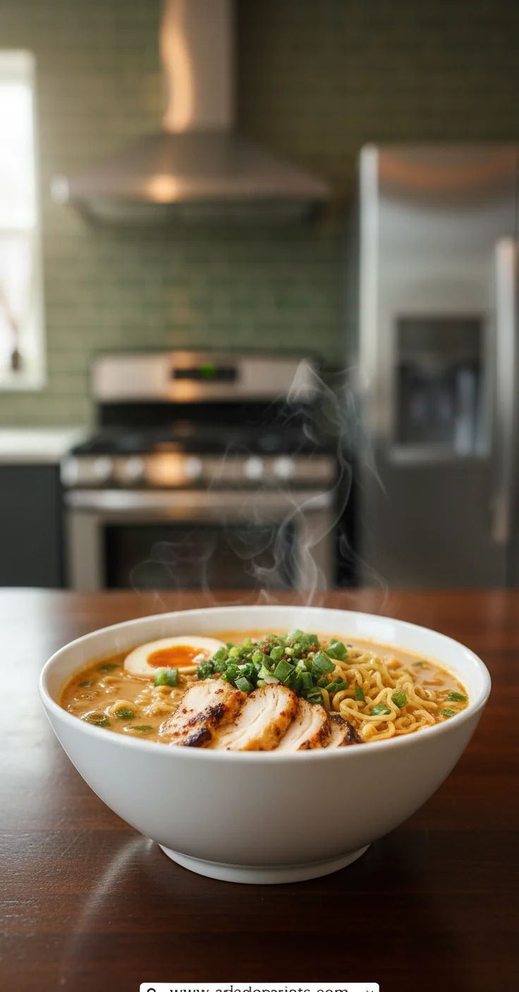 Creamy Garlic Chicken Ramen - feature image