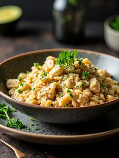 Creamy Garlic Chicken Rice Bowls - ready to serve
