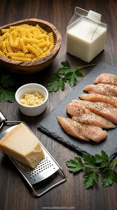 Creamy Garlic Parmesan Chicken Pasta: Easy 30-Minute Dinner - ingredients preparation