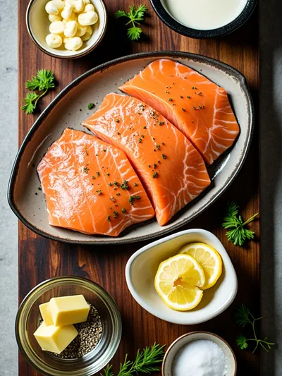 Creamy Garlic Salmon - ingredients preparation