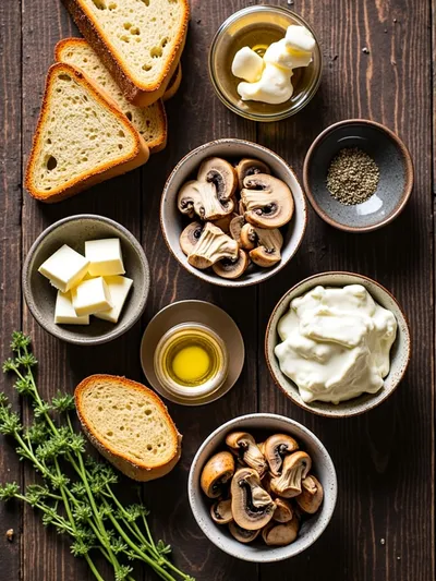 Creamy Mushroom Toast - ingredients preparation