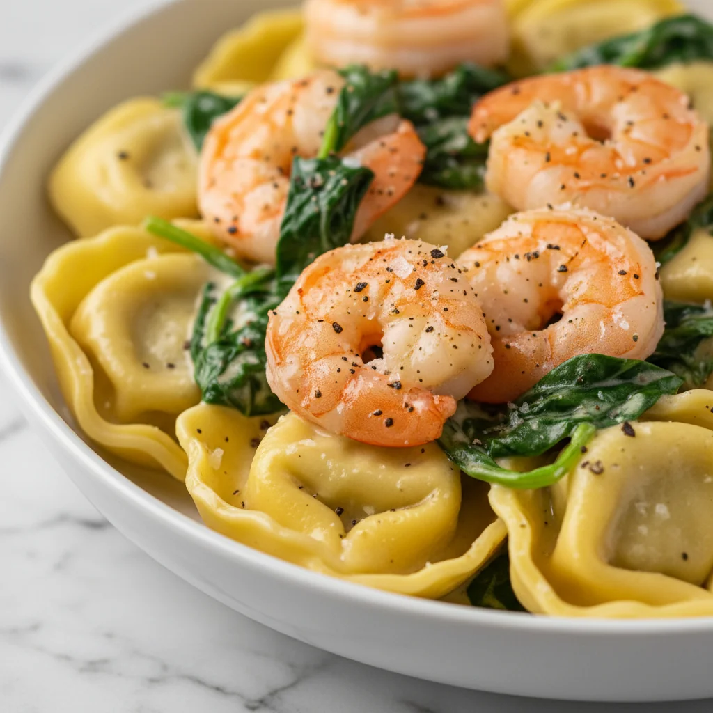 Creamy Shrimp and Spinach Tortellini - feature image