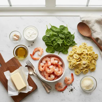 Creamy Shrimp and Spinach Tortellini - cooking process