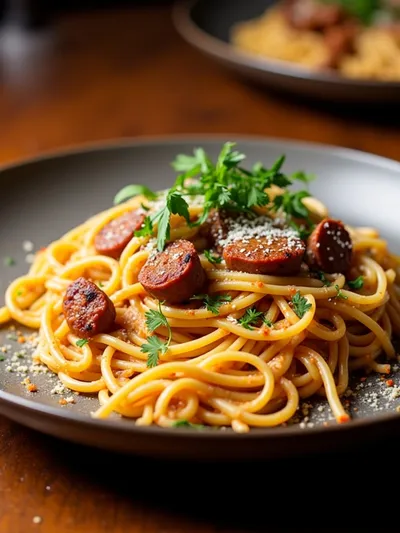 Creamy Spicy Cajun Sausage Pasta - ready to serve