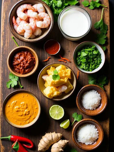 Creamy Thai Coconut Shrimp Curry - ingredients preparation