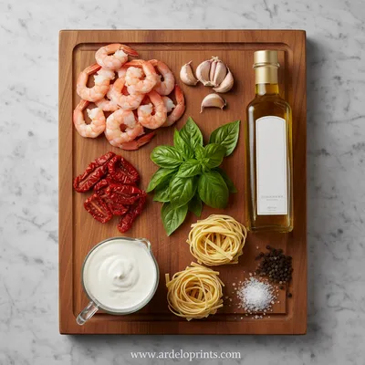 Creamy Tuscan Shrimp Linguine - cooking process