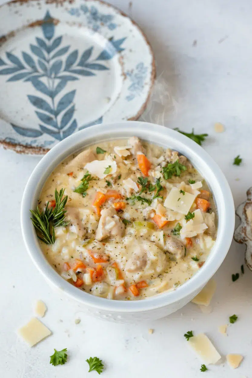 Creamy Chicken and Rice Soup Recipe - final presentation
