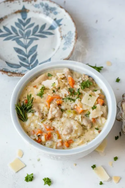 Creamy Chicken and Rice Soup Recipe - ready to serve