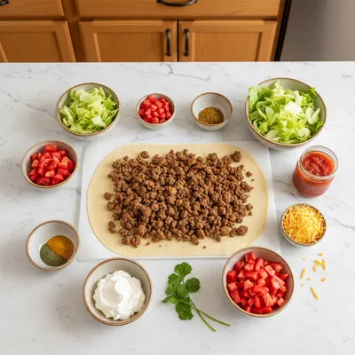 Crescent Roll Taco Pizza - cooking process
