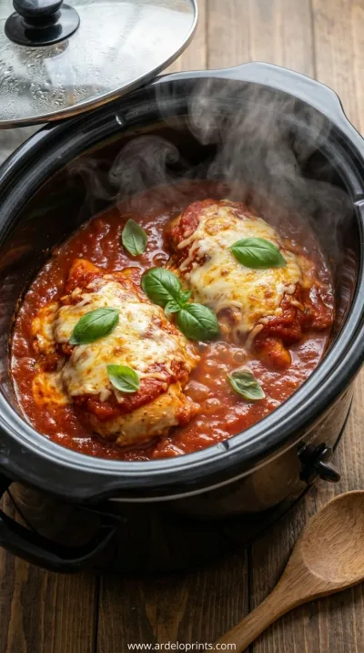 Crockpot Chicken Parmesan Recipe - cooking process