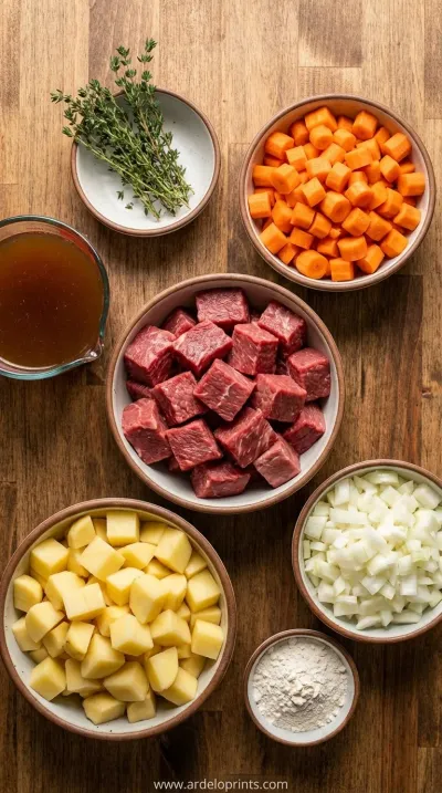 Cozy Crockpot Chicken and Root Vegetable Stew - ingredients preparation