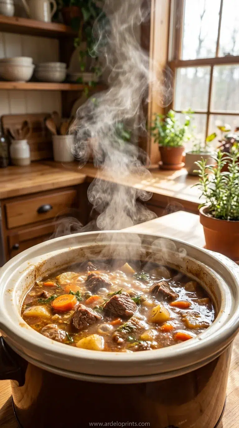 Cozy Crockpot Chicken and Root Vegetable Stew - cooking process