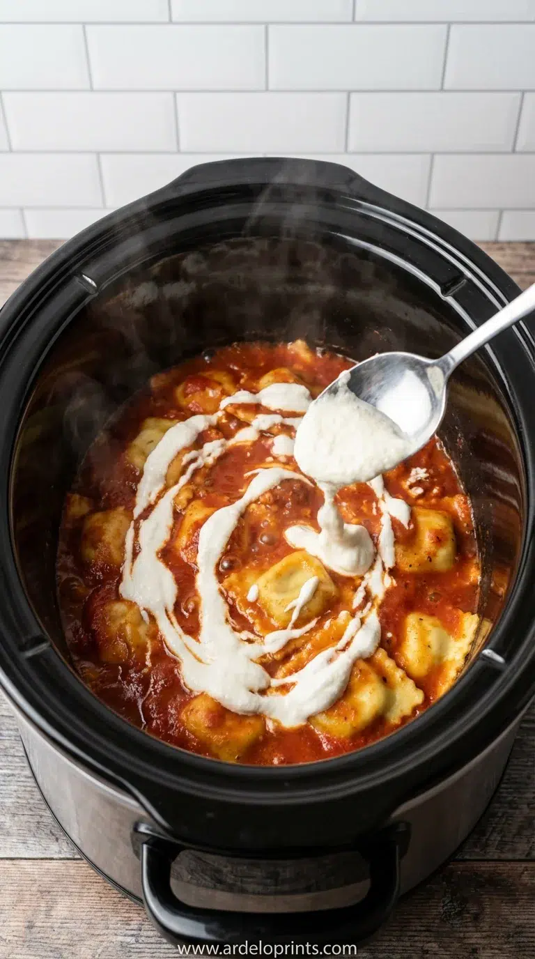 Crockpot Ravioli Lasagna: Easy Dinner Recipe - cooking process