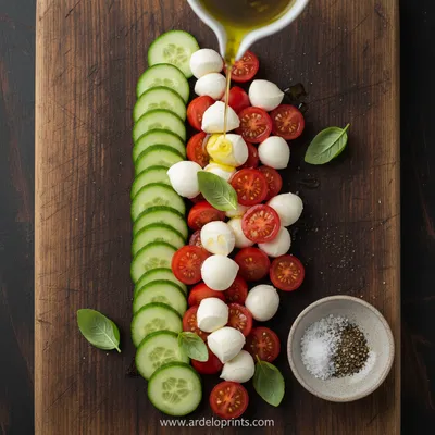 Easy Cucumber Caprese Salad - ingredients preparation