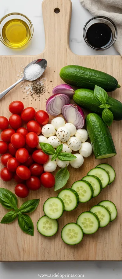 Easy Cucumber Caprese Salad - cooking process