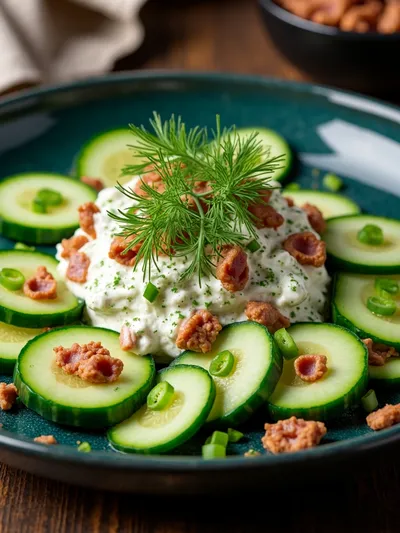 Cucumber Ranch Crack Salad With Turkey Bacon - ready to serve