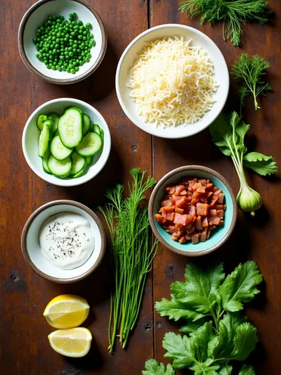 Cucumber Ranch Crack Salad With Turkey Bacon - ingredients preparation