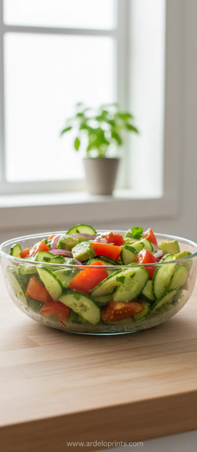 Cucumber Tomato Avocado Salad - feature image