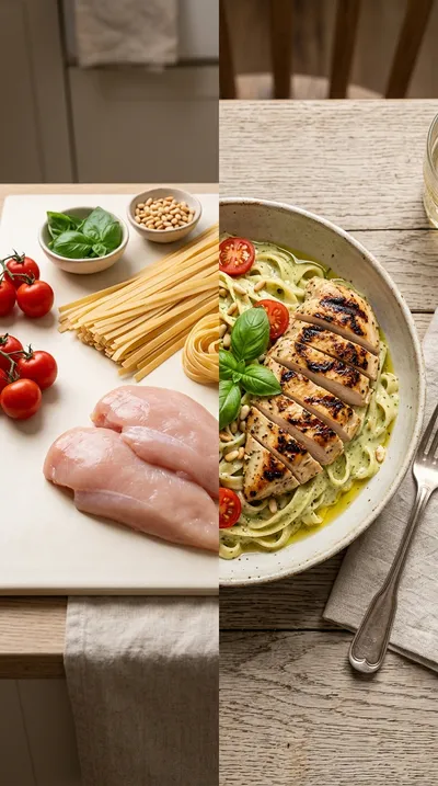 Creamy Pesto Chicken Pasta - ready to serve