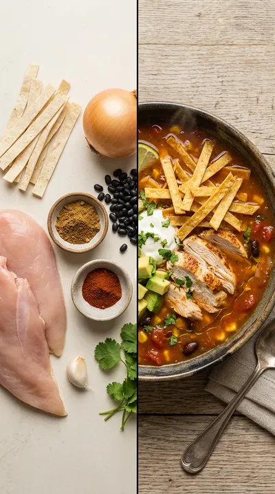 Easy Chicken Tortilla Soup - ready to serve